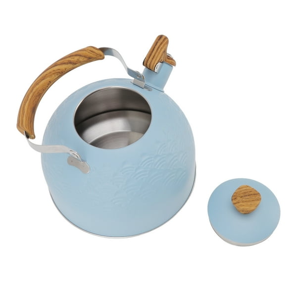 Hotelus Whistling Tea Kettle 2.5l Sky Blue Whistle Sound Stainless Steel Ergonomic Handle Stovetop Kettle For Kitchen Cafe Bar Blue