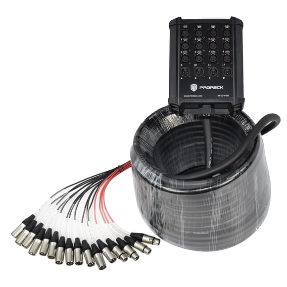 Cable Snake PRORECK XLR de 12 canales de 100 pies para grabación en vivo