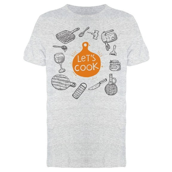 Lets Cook Utensils Kitchen T-Shirt Men -Image by Shutterstock, Male Large
