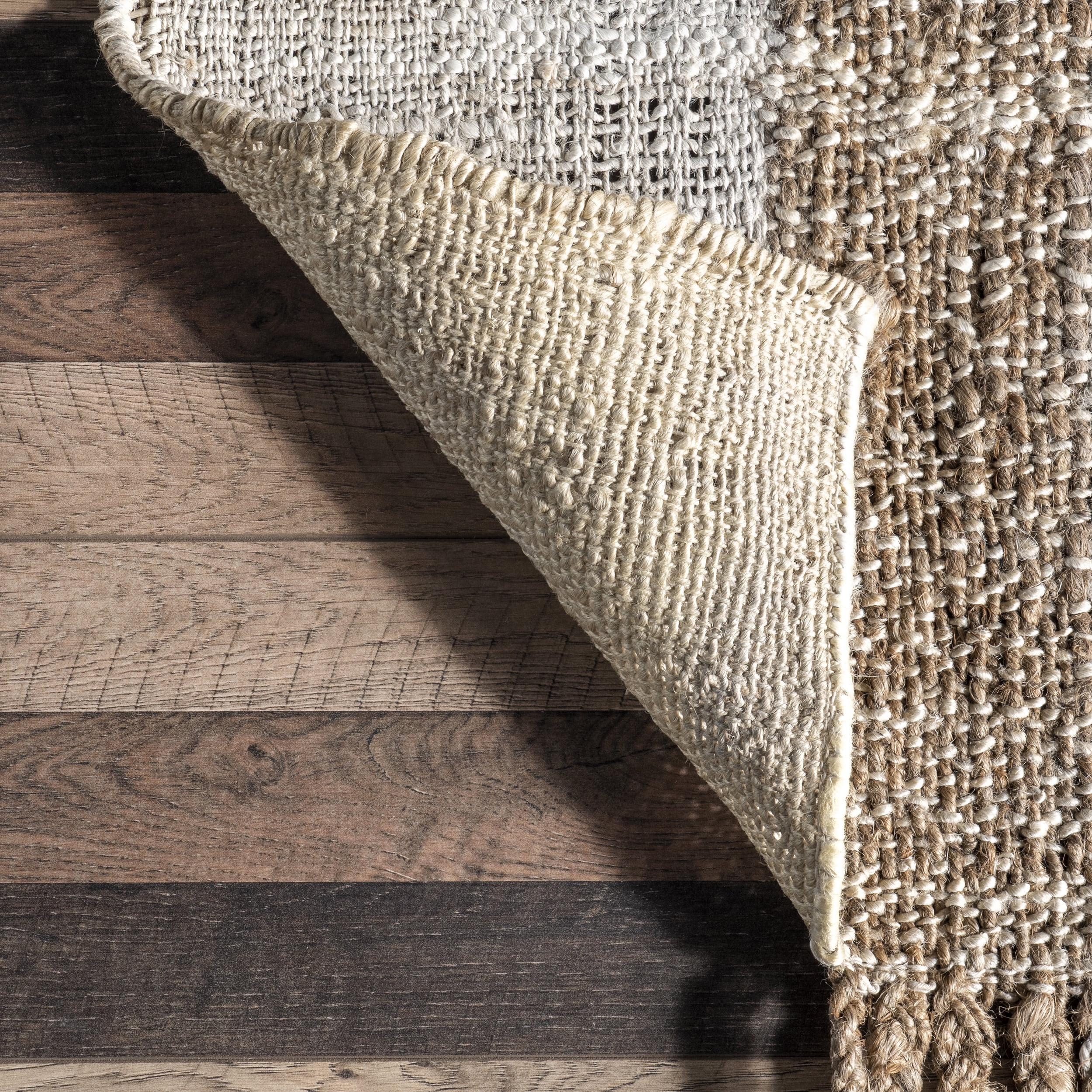 nuLOOM April Casual Stripe Jute Tassel Area Rug, 8' x 10', Natural