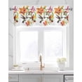 thumbnail image 2 of Orange Floral Kitchen Valances for Windows Farmhouse Linen Window Valance Curtain for Living Room Window Treatment Spring Kingfisher Watercolor Retro Art Valance Rod Pocket Topper Drape, 42 x 12 Inch, 2 of 6