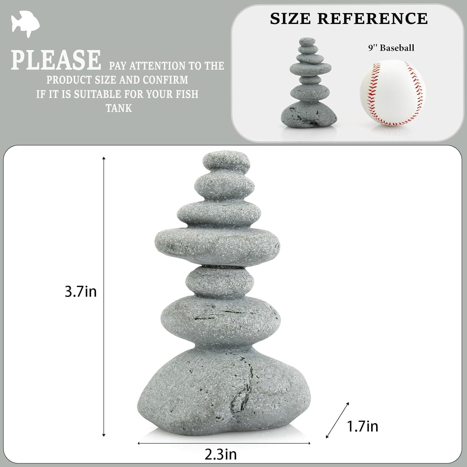 Aquarium Decor, Mini Stacked Zen Rock Stone Decor – Balanced Stones Cairn Statue for Garden, Fish Tank, and Micro Landscape