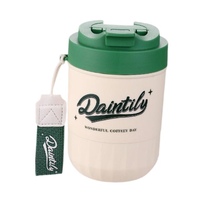 Taza de café aislada, taza de agua fría con tapa, vaso de viaje con aislamiento al vacío, taza para beber en el automóvil para acampar en invierno, y verde