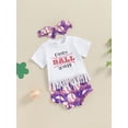 thumbnail image 3 of FEORJGP Toddler Baby Girls Casual Shorts Set 3M 6M 12M 18M 24M Infant Short Sleeve T-Shirts Letters Print Tassels Hem Tops with Baseball Print Shorts n Cute Summer Outfits for Baseball Theme, 3 of 9