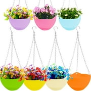Hanging Planter Pots for Plants Outdoor Indoor,7 Pack Plastic Self-Watering Hanging Planters,Flower Plant Pot Container,Hanging Plant Baskets with Drainer and Chain (Multicolor)
