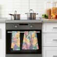 thumbnail image 4 of Yayeee 2 Pack Hand Towels for Bathroom 100% Cotton 16" x 28" Soft Absorbent Kitchen Towel, Yellow Floral Wave, 4 of 7