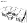 thumbnail image 6 of 7 Pieces Patio Furniture Set, Wicker Sectional Table and Chairs Sets, Patio Conversation Set with Sectional Chaise Longue, Coffee Table, Suitable for Porch Backyard Garden, Gray, 6 of 9