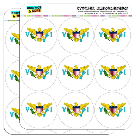 The United States Virgin Islands National Country Flag 2" Scrapbooking Crafting Stickers