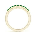 thumbnail image 2 of Angara Rings - Natural Square Shape Emerald Semi Eternity Wedding Ring in 14K Yellow Gold for Women (Size-2.2mm) | May Birthstone Jewelry, Birthday, Anniversary, Jewelry Gift for Women, 2 of 11