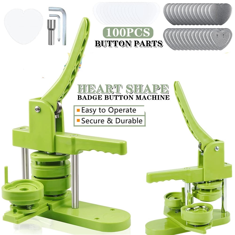 57MM Badge Pin Button Maker Machine Heart-Shape DIY Badges Set with 100Pcs Button ,Beginner-Friendly