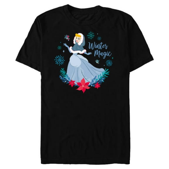 Disney Princess Cinderella Holiday Christmas Winter Magic - Short Sleeve Blended T-Shirt for Adults - Customized-Black