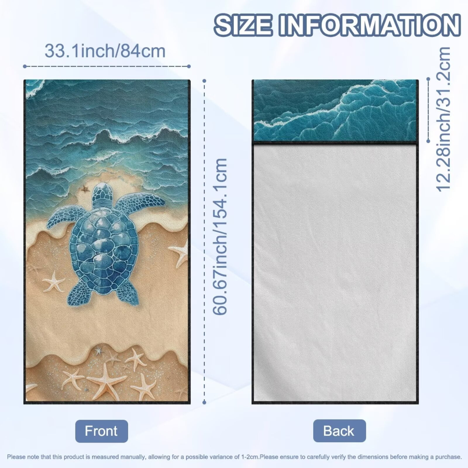 Binienty Removable Car Sweat Towel Front Seat Cover Beach Sea Turtle Bucket Car Towel Seat Cover for Post Gym Workout Running Swimming Beach Hiking
