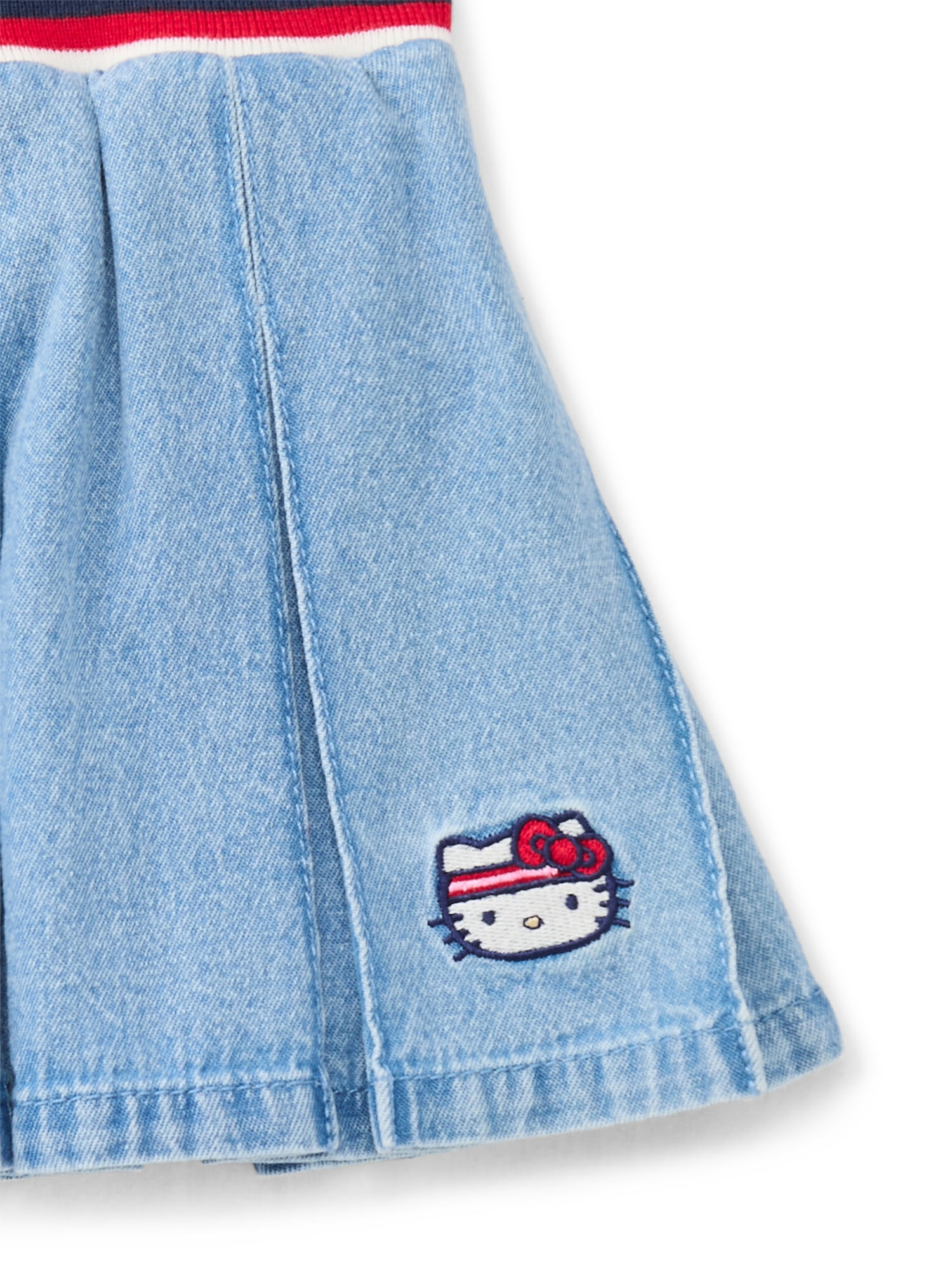 Wonder Nation Hello Kitty Girls Cotton Denim Pleated Skort, Sizes 4-18