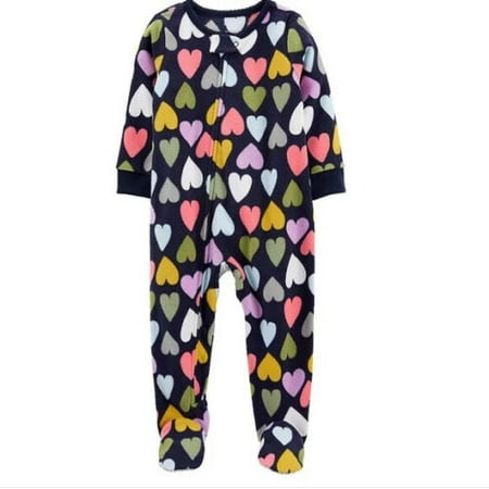 

Carter s Baby Girl s 1 Piece Fleece Footed Pajamas (Navy/Multicolor Hearts 12M)