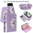 thumbnail image 5 of Allytechgroup For Google Pixel 8 Pro Wallet Case with Credit Card Slot Cash Slot, Support Wireless Charging Magnetic Closure Heavy Duty PU Leather Protective Case Cover with Wrist Strap, Purple, 5 of 12