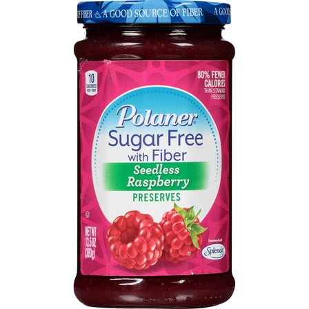 Polaner Sugar Free Seedless Raspberry With Fiber, 13.5 Oz (Pack of 2)