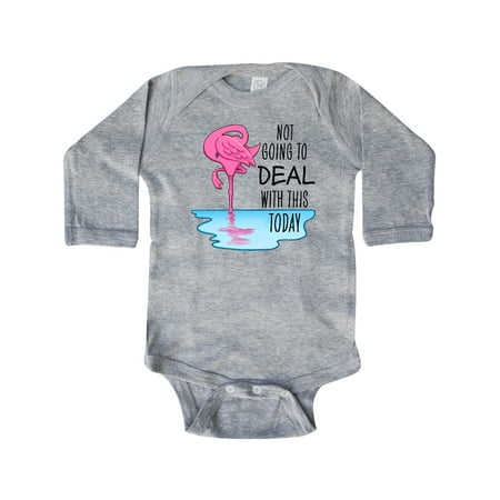 

Inktastic Not Going to Deal with This Today- sleeping flamingo Gift Baby Boy or Baby Girl Long Sleeve Bodysuit