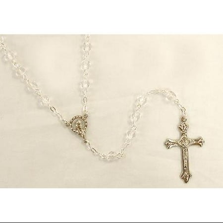 17.5" April Diamond Birthstone Glass Beaded Rosary