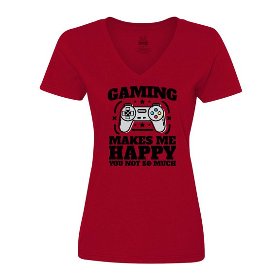 Inktastic Gaming Makes Me Happy Women's V-Neck T-Shirt