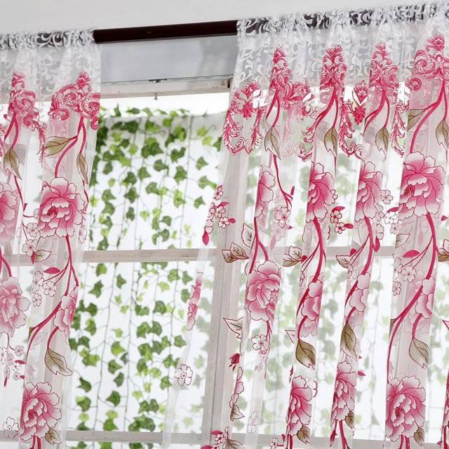 2 cortinas de peonía para sala de estar, dormitorio, puerta de casa, cortina de ventana (rosa) Likrtyny 5ue6am2fn9ak2jw9