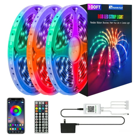 

100ft LED Light for Bedroom RGB 5050 Led Strip Light with Music Color Changing and App Control for Bedroom Music Sync Color Changing DIY for Room Home Kitchen Party Christmas