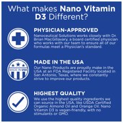 Nanoceutical Solutions: Nano Vitamin D3 5000 IU potent nanosized liquid particles, supports bone, joint, heart & immune health, 30ml.