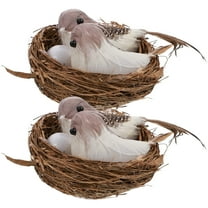 Jiyike 8pcs Artificial Bird Nest Artificial Feathered Birds for Garden Crafts Home Wedding Party Decor Ornament