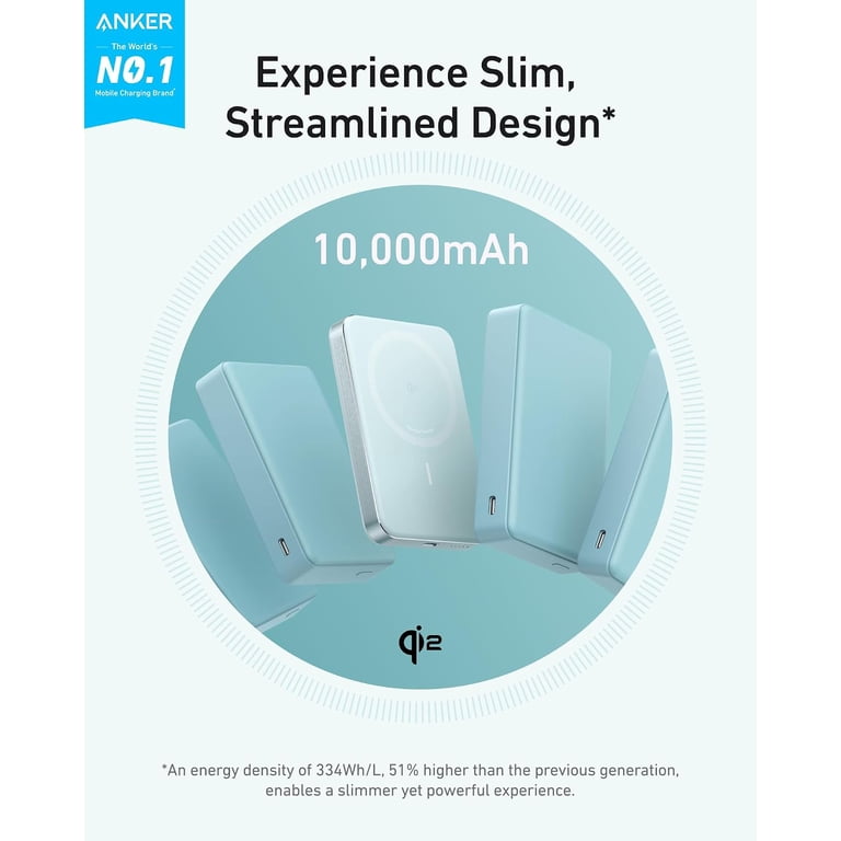 Anker, MagGo Power Bank, 10,000mAh, Magnetic, Qi2 Compatible