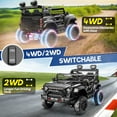 thumbnail image 6 of Farmdex 24V 9AH 2 Seat Ride on Toys Car for Big Kids, 2WD/4WD Swatchable Electric Battery Powered Toys Car with 4x100W Powerful Motor, Remote Control, Bluetooth Music, LED Lights, Black, 6 of 8