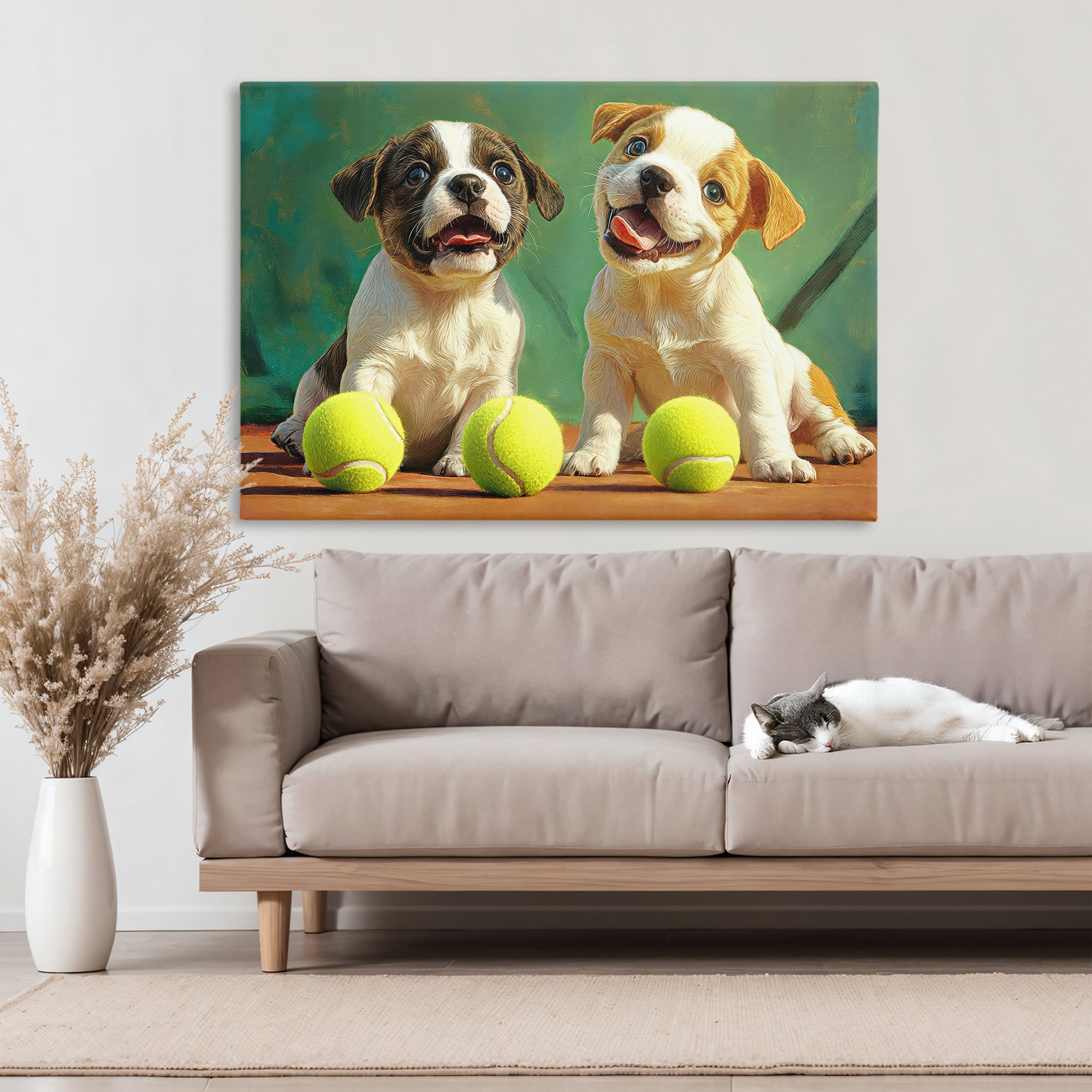 Stupell Industries Adorable Puppies with Tennis Balls Canvas Wall Art, design by Imagine It Images