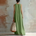 thumbnail image 4 of YuXingFu Womens Cotton Summer Dresses Casual Maxi V-Neck Plus Size Womens Dress Sleeveless with Pocket Long Casual Summer White XL, 4 of 9