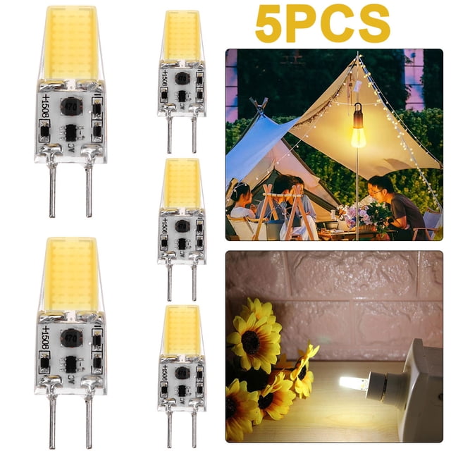 5 Uds GY6.35 AC 12V 3W Bombilla LED Maíz Regulable para Lámpara Cristal Araña (CW)