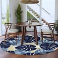 thumbnail image 5 of Blue Palm Leaves Round Rug 5ft Washable Circle Kitchen Rugs Non Slip Farmhouse Summer Beige Tropical Plants Large Area Rug Indoor Floor Carpet for Bedroom Living Room Home Office Dining Room Nursery, 5 of 8