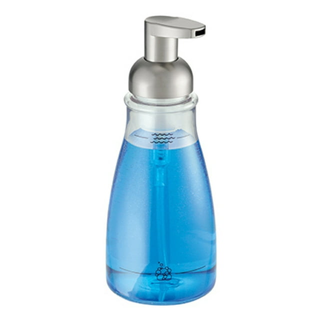 Foaming Soap Pump, Clear Plastic & Brushed Nickel, 12 oz., Interdesign, 50100