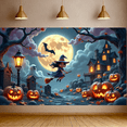 thumbnail image 5 of Halloween Theme Scary Witch Castle Banner Pumpkin Design Bat Graphics for Halloween Party Outdoor Decoration Night Celebration, 5 of 9