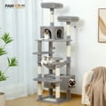 thumbnail image 2 of PAWZ Road Arbre à Chat Tour de 72 Pouces avec Poteaux à Griffer en Sisal et 2 Condos pour Chats d'Intérieur Gris, 2 of 15