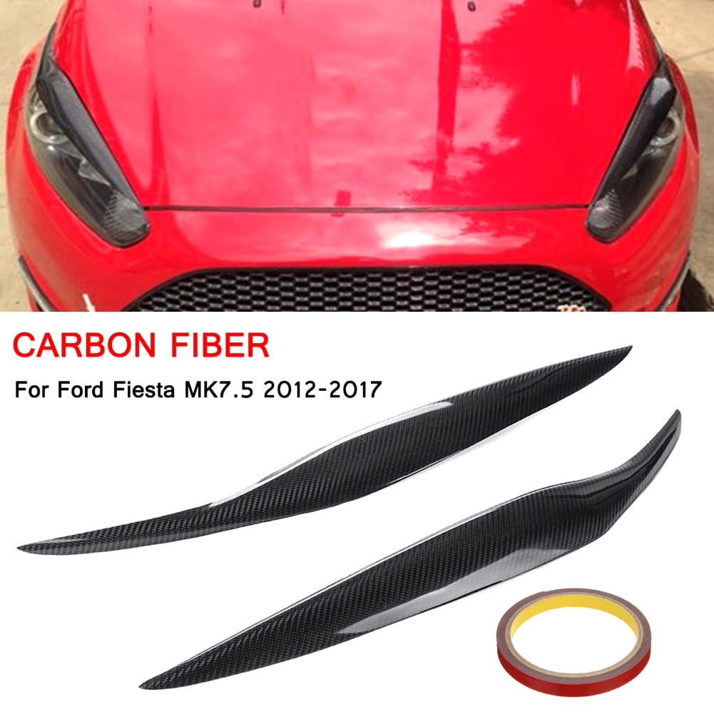 Carbon Fiber Car Front Headlight Eyebrows Eyelids Lids Cover for Fords Fiesta Facelift MK7.5 2012-2017 Tickas Headlight Eyebrow 