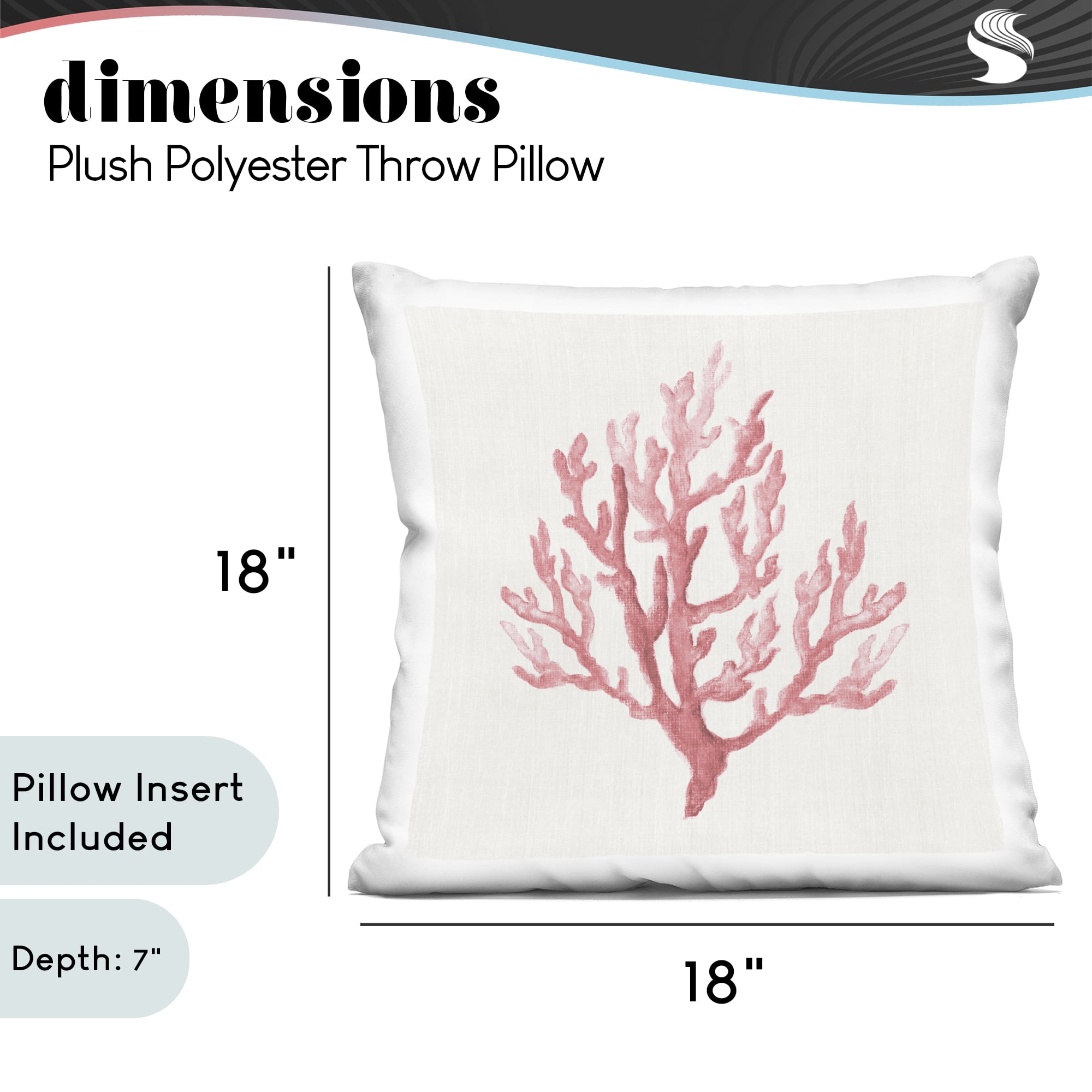 Stupell Industries Muted Pink Coral Branch Decorative Printed Throw Pillow, design by Janet Tava, 18 x 7 x 18