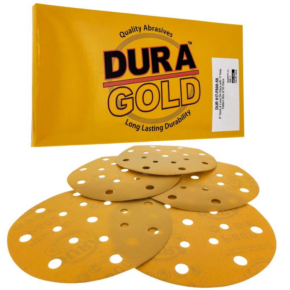 DuraGold 600 Grit 6" Gold Sanding Discs 17Hole Pattern Dustless