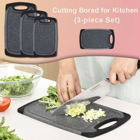 

NIUREDLTD Set) Board PP Hanging Set Kitchen Non-slip(3-piece Black Grooved Cutting Patio & Garden