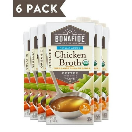 Bonafide Provisions Organic No Salt Added Chicken Broth  32 fl oz