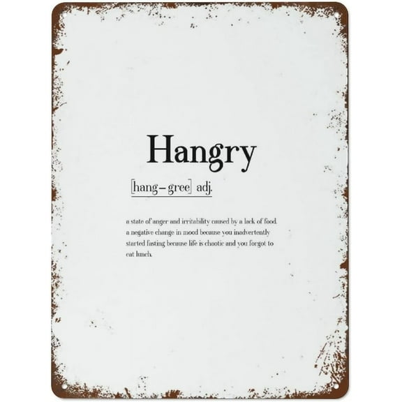 5.5x8 Inch Hangry Definition Sign Wall Art Funny Kitchen Minimalist Kitchen Modern Decor Creative Retro Poster Metal Funny Wall Vintage Art Plaque Nostalgic Home Decor Fashion Novelty