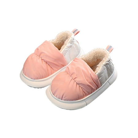 

SIMANLAN Children Breathable House Shoes Cozy Loafer Slipper Indoor Comfy Round Toe Winter Slippers Pink 9C
