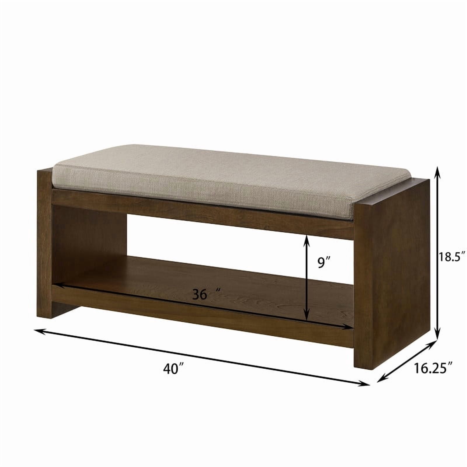 40" Entryway Shoe Rack Bench with Storage Shelf, Upholstered Bench Seat with Removable Cushion, Wooden Shoe Storage Bench for Entryway Hallway Bedroom Living Room,Linen