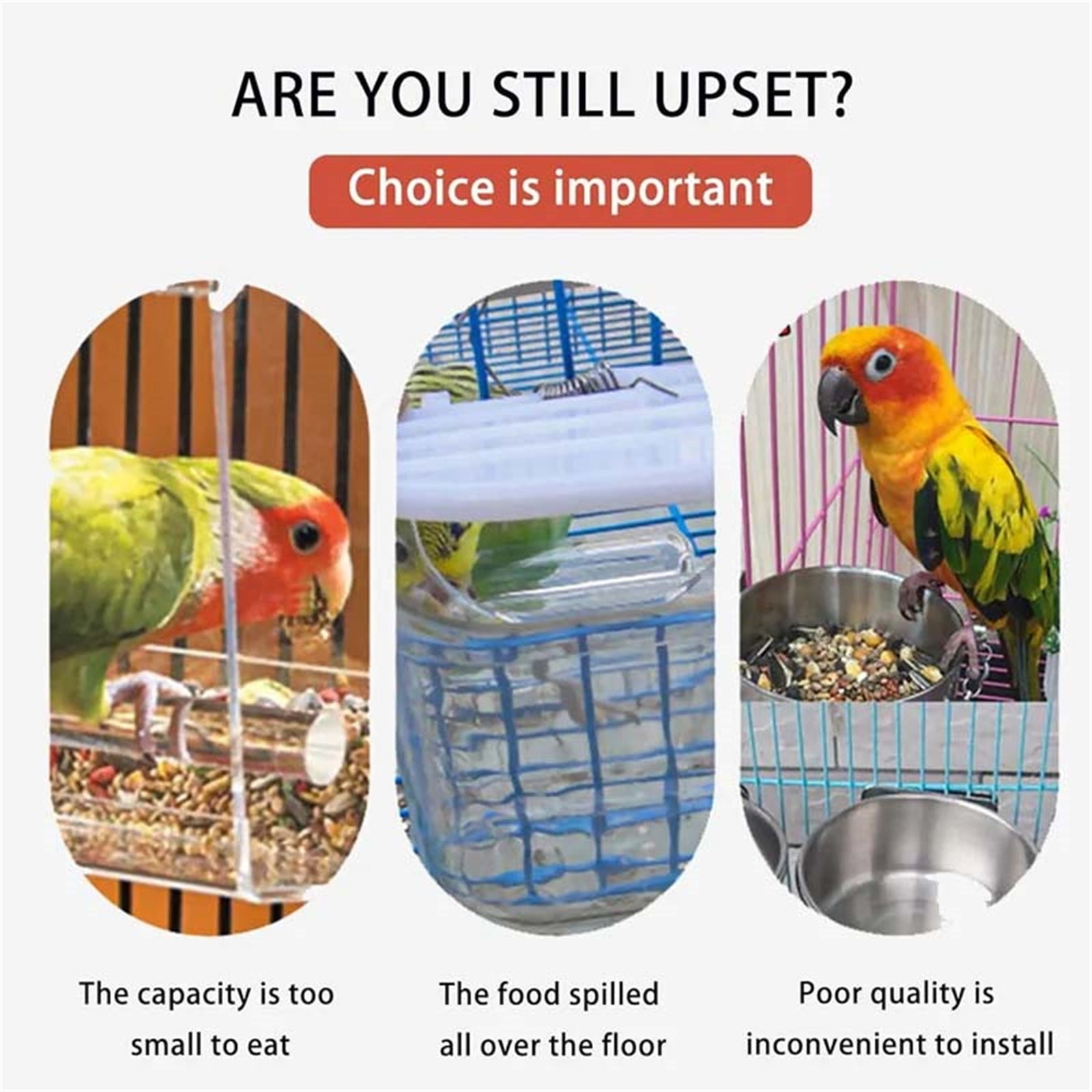 No Mess Bird Feeder Bird Cage Feeder Automatic Bird Feeder No Spill Bird Feeder Automatic Overflow Proof Transparent Bird Feeder Transparent Acrylic Anti-Spill Seed Dispenser 1Pcs