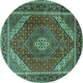 thumbnail image 1 of Ahgly Company Machine Washable Indoor Round Persian Turquoise Blue Traditional Area Rugs, 6' Round, 1 of 4