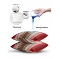 thumbnail image 6 of 1 Pack Outdoor Throw Pillow, Red Pink Waterproof Pillow with Insert Included, Farmhouse Wood Grain Vintage Brown Striped Decorative Accent Cushion Sofa Pillows for Patio Porch, 16 x 16 In, 6 of 8
