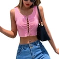 thumbnail image 2 of Top corto de retazos Y2K para mujer, camisola sin mangas con escote en V profundo, camiseta sin mangas con espalda descubierta para niña BANYUO Electrónica, 2 of 6
