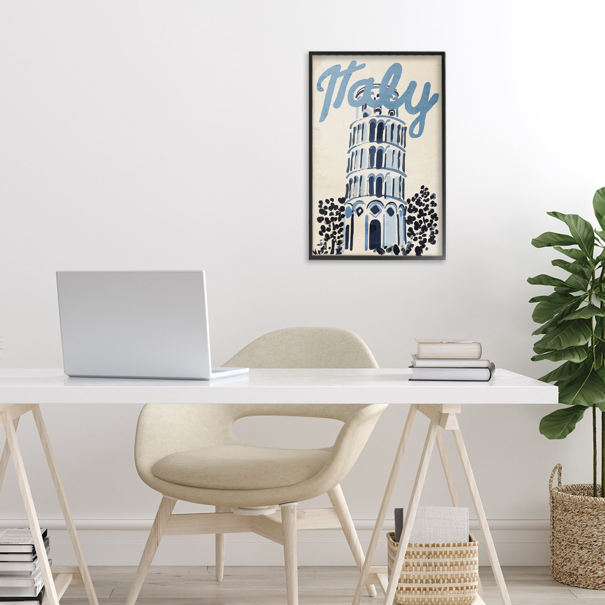 Stupell Industries Blue & Beige Italy Travel Black Framed Giclee Art, design by Annabelle Hall