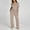 Brown, variant on Women's Loose V-Neck Long-Sleeved Top with Drawstring Design Elastic Waist Flared Trousers Two-Piece Suit